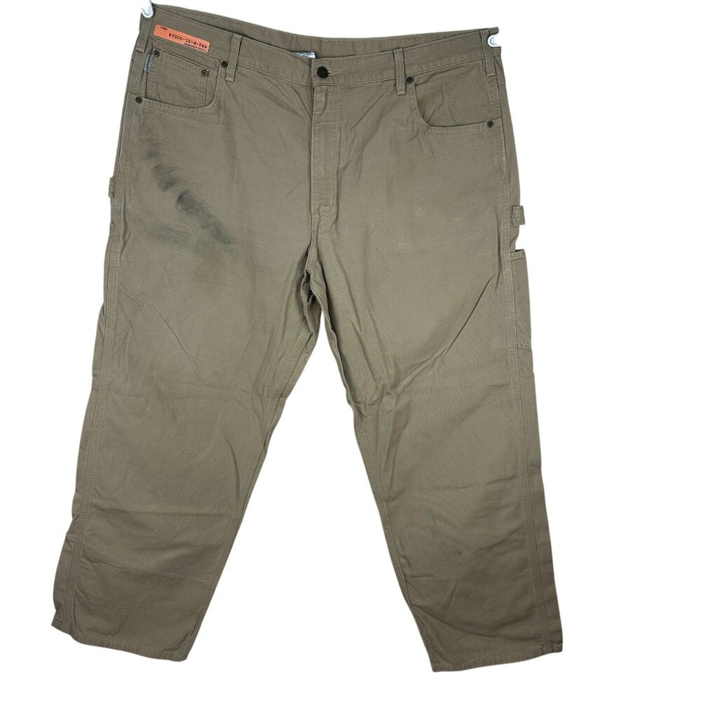 Carhartt Mens Loose Fit Canvas Carpenter Pants Khaki Utility Workwear Size 42X30 - Picture 1 of 12